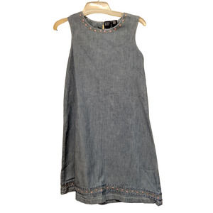 Vintage Gap Embroidered Denim Dress Girls sz XXL